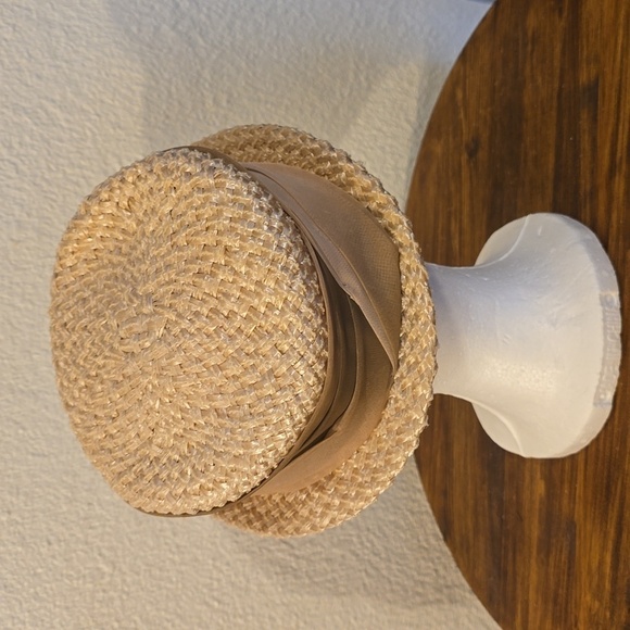 Vintage 1950\'s Cream Straw Woven Womens Elegant Dress Hat Derby Church main image 5
